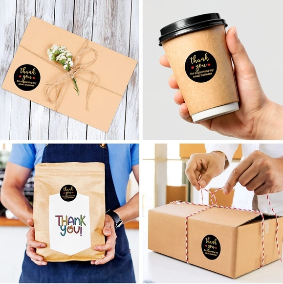 50 ct   2 inch, Black Thank You Labels Sticker, Thank You for Supporting… - Picture 6 of 9